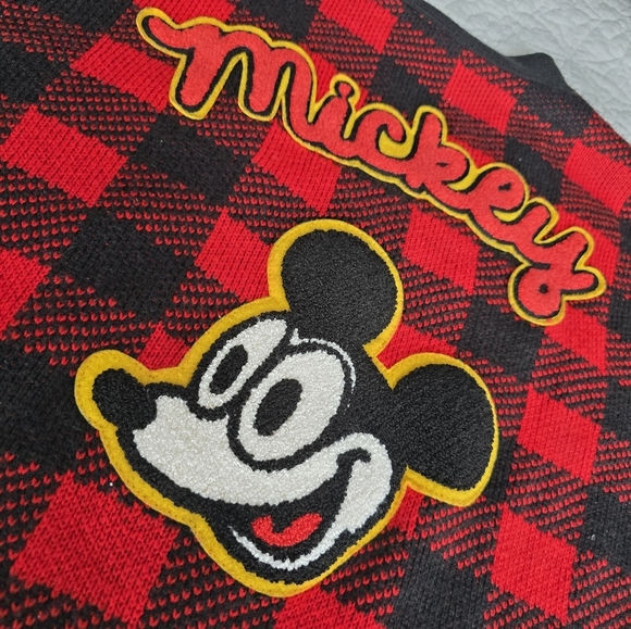 Disney X Forever 21 Mickey Crested Varsity Sweater Cardigan Buffalo Plaid - Picture 12 of 15